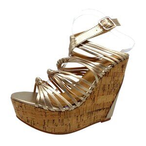 Relent Agneta Cork  Wedge Sandals, US 7-1/2; Gold